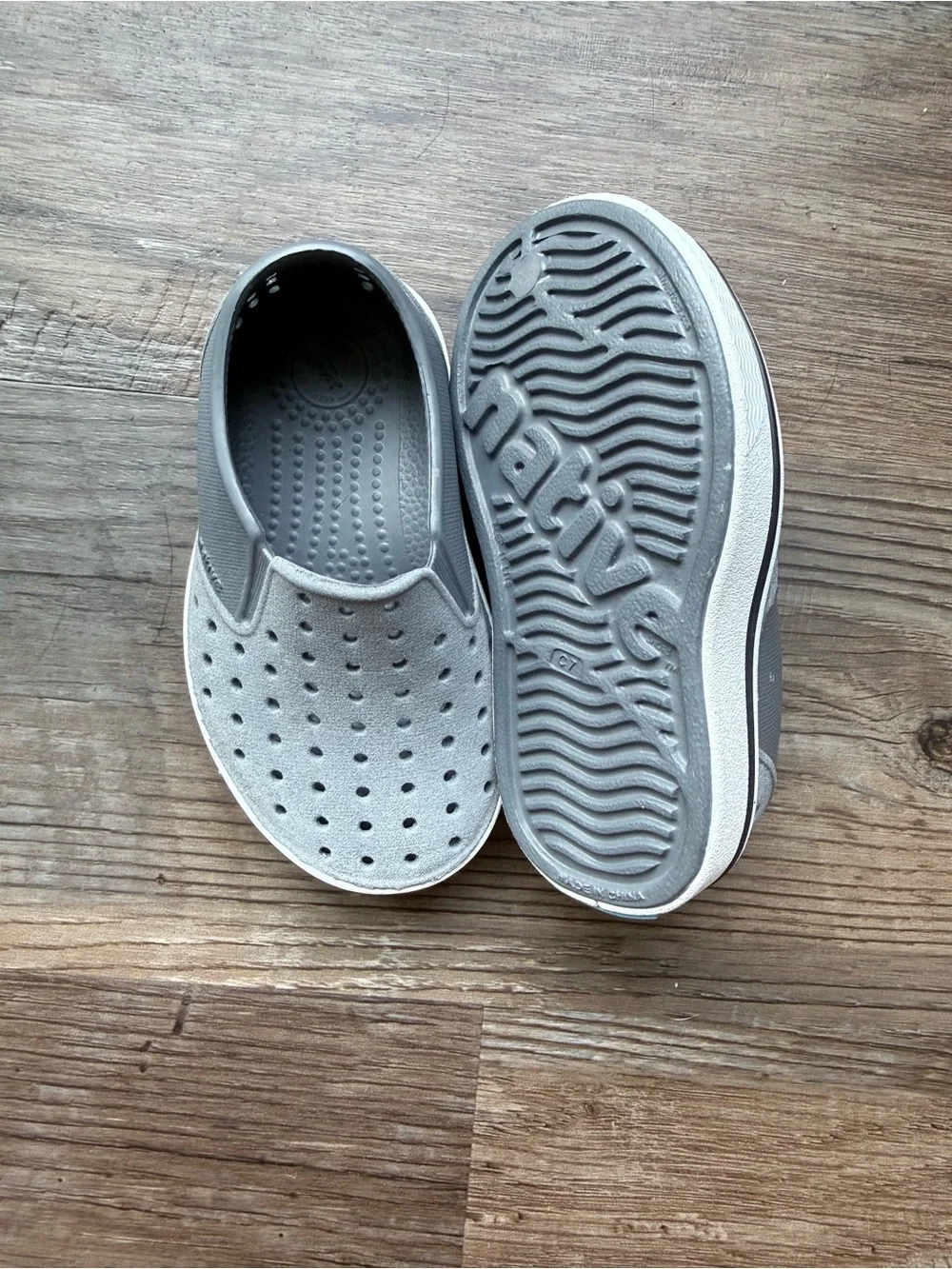 Native Kids Light Gray Perforated Slip-On Water Shoes